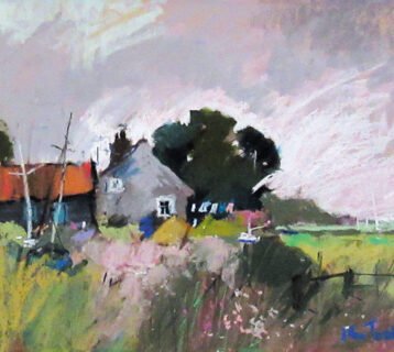 Marshland-cottage,-6-x-8in,-Pastel,-JT