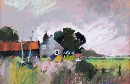 Marshland-cottage,-6-x-8in,-Pastel,-JT
